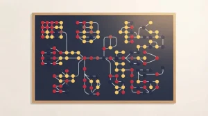 Magnettafel mit drei verbundenen Gruppen bunter Magnetmarkierungen